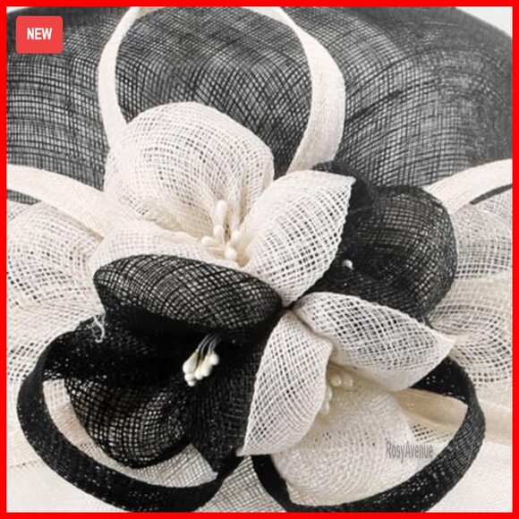 Adjustable Sinamay Fedora Fascinator Hat with Flower Feather Decor main image 5